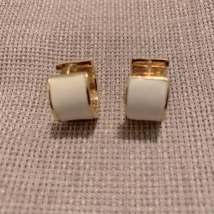 Kate Spade Earrings gold trim with white
